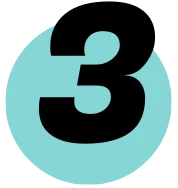 Large black number three centered on a light blue circle background.