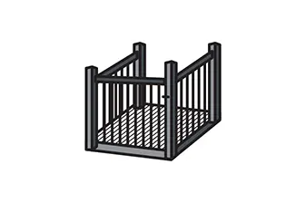 Black metal gate design with vertical bars, possibly the structural design for safety barriers in home elevators.